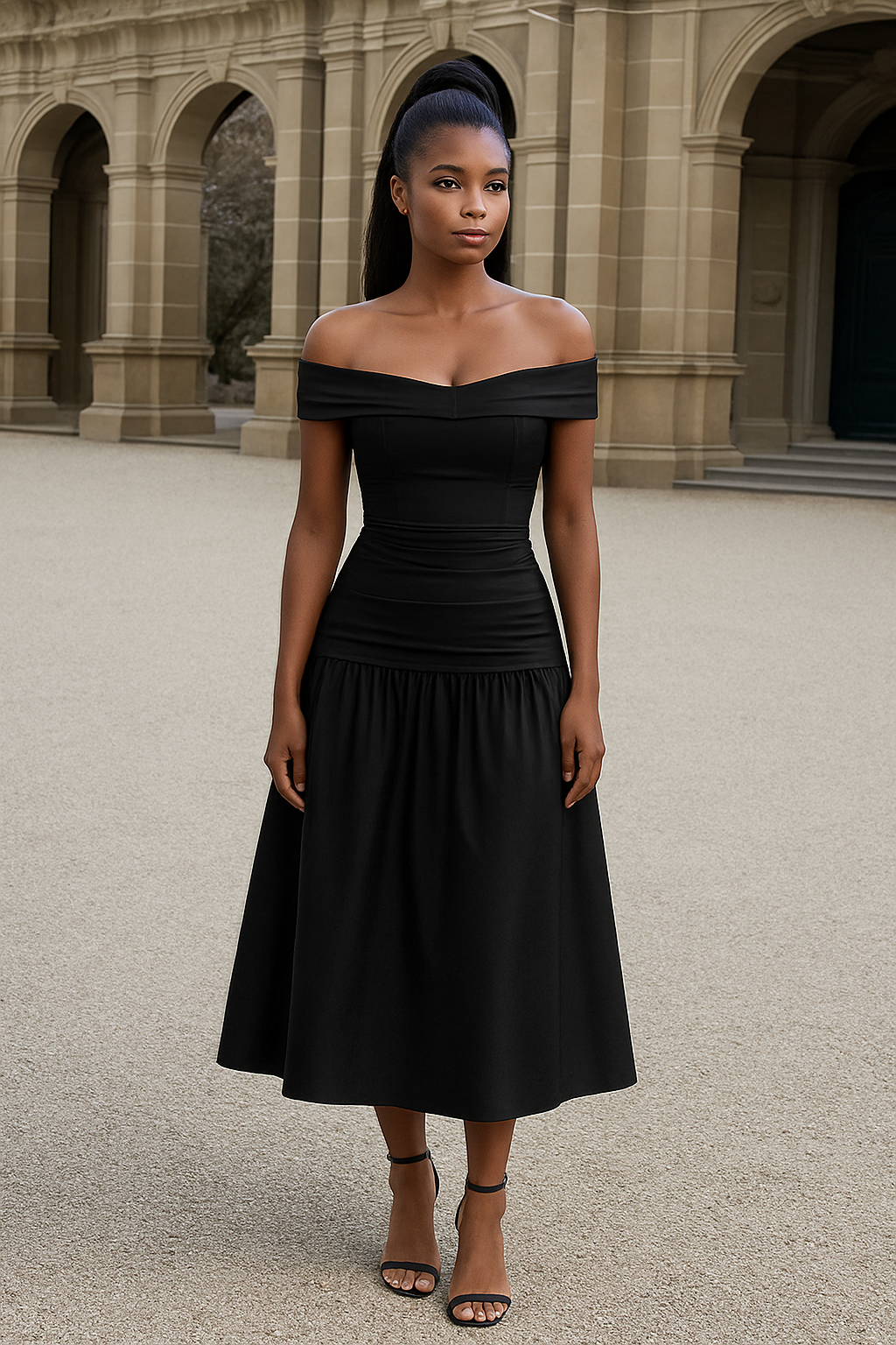 Valentina Midi Dress – Black