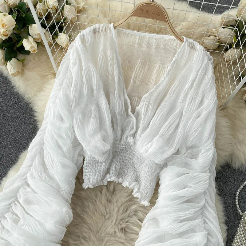 Frida V-Neck Chiffon Blouse