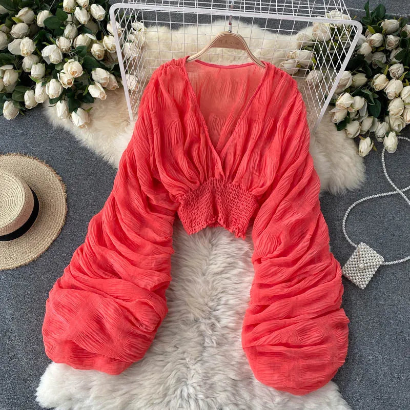 Frida V-Neck Chiffon Blouse