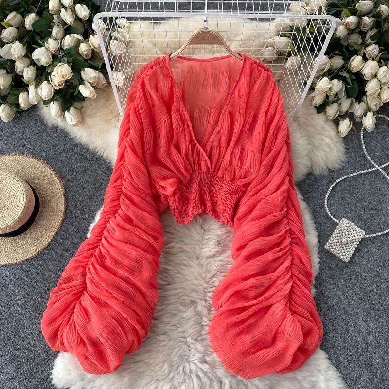 Frida V-Neck Chiffon Blouse