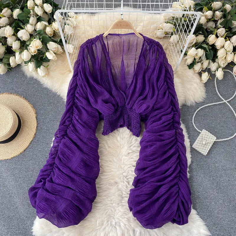 Frida V-Neck Chiffon Blouse