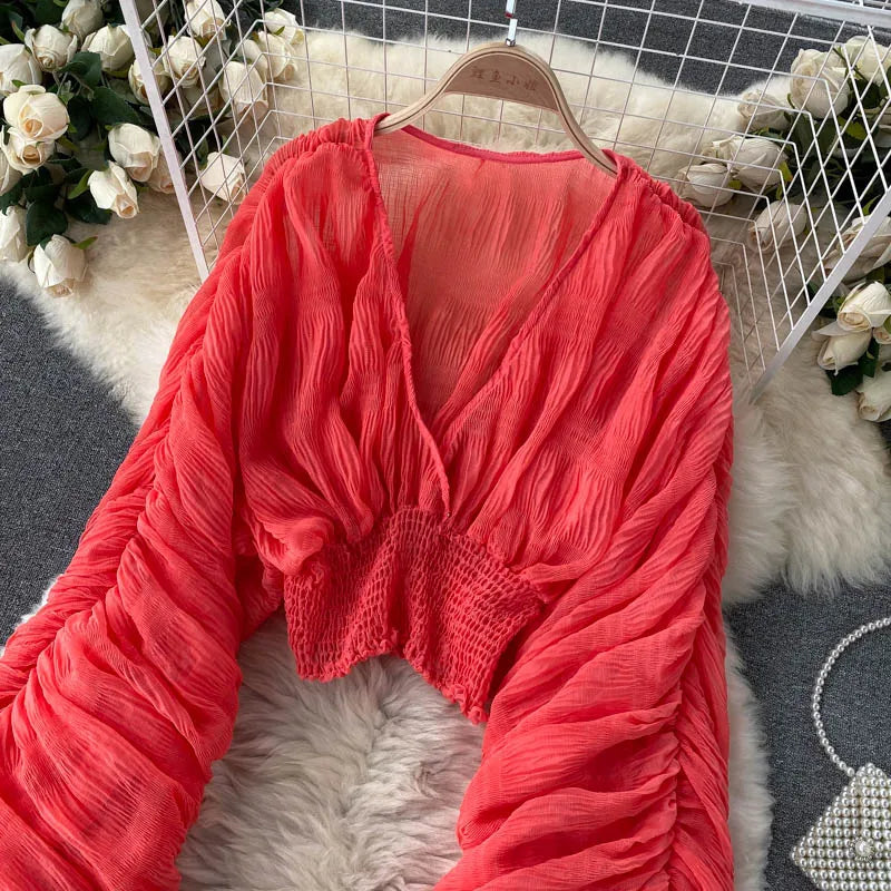 Frida V-Neck Chiffon Blouse