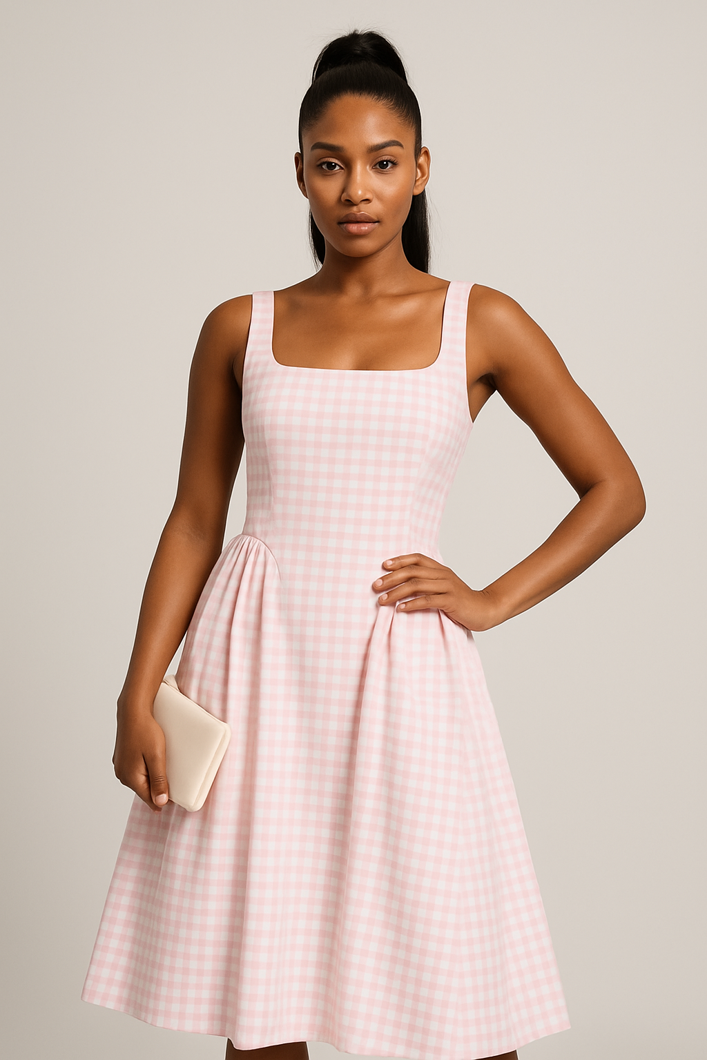 Blair Gingham Flare Dress – Pink