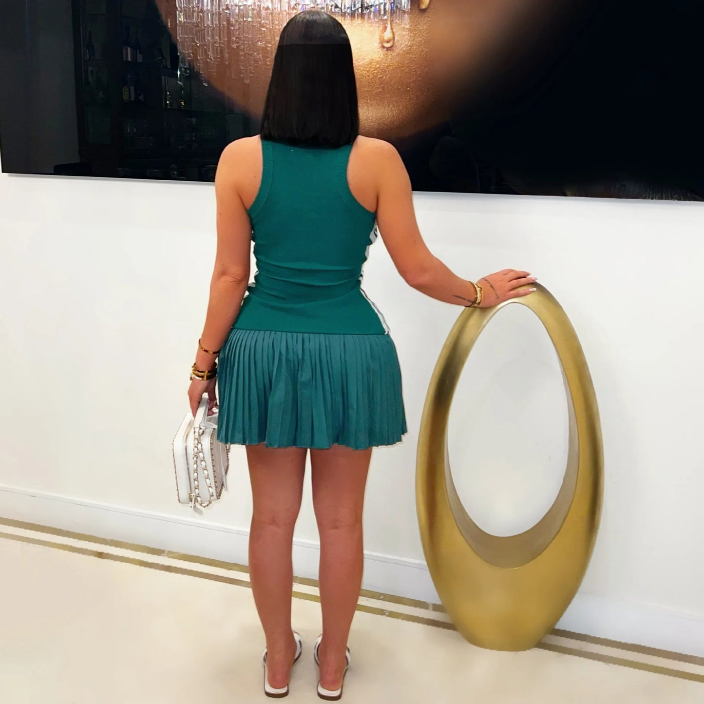 Daisy Sports Style Pleated Mini Dress
