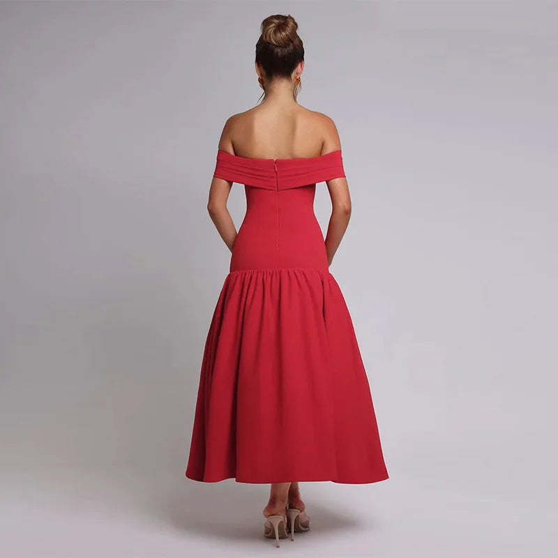Valentina Midi Dress – Scarlet Red