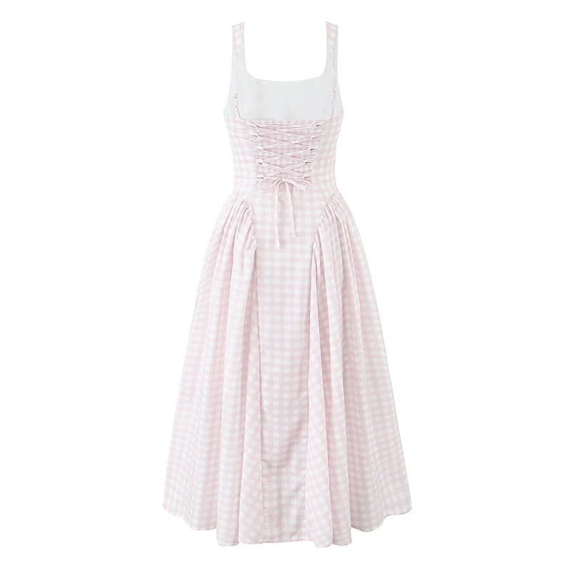 Blair Gingham Flare Dress – Pink