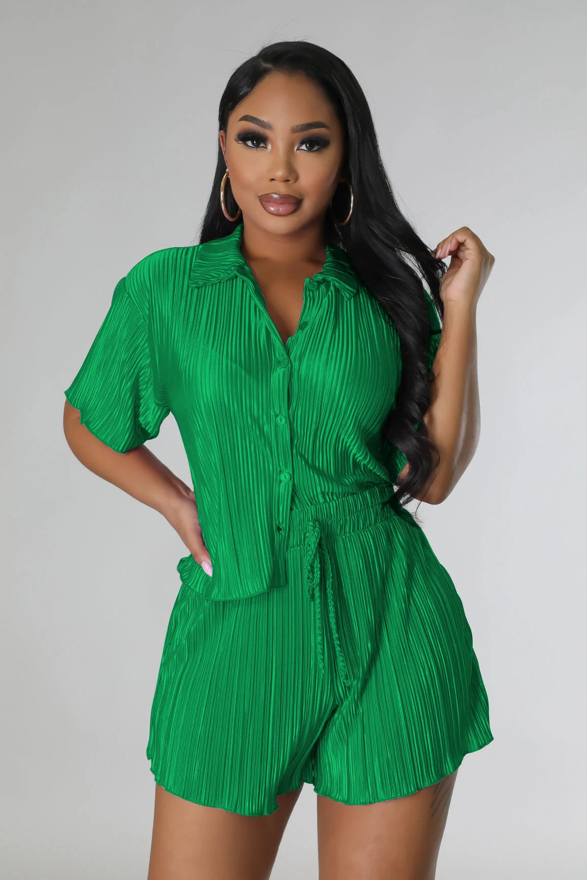 Luxe Pleated Two-Piece Lounge Set – Multiple Colors