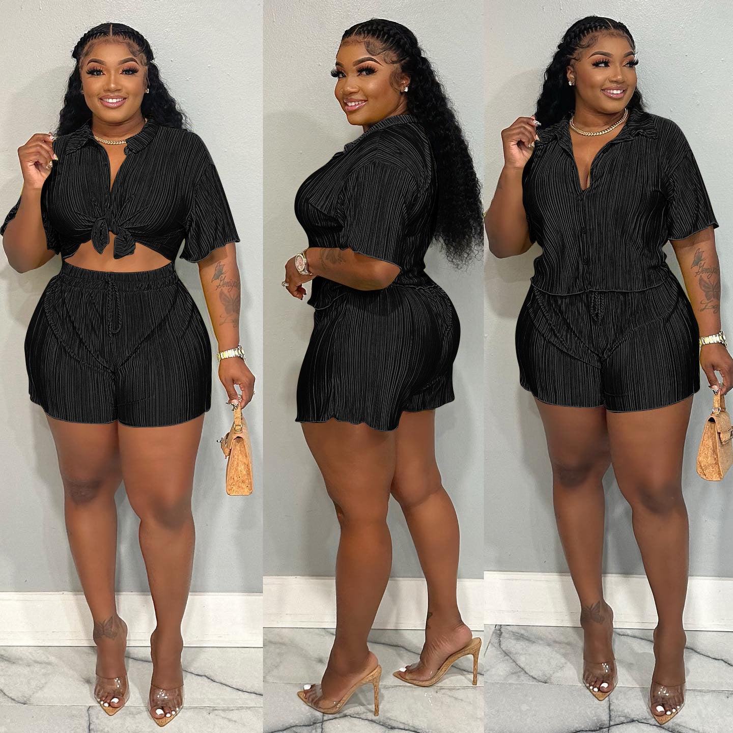 Luxe Pleated Two-Piece Lounge Set – Multiple Colors