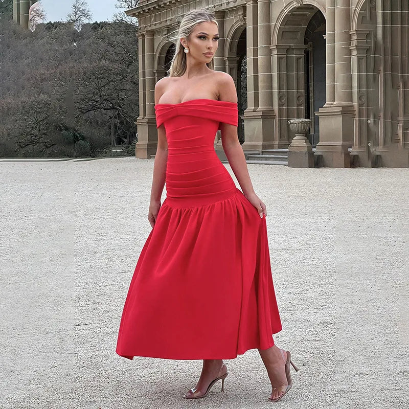 Valentina Midi Dress – Scarlet Red