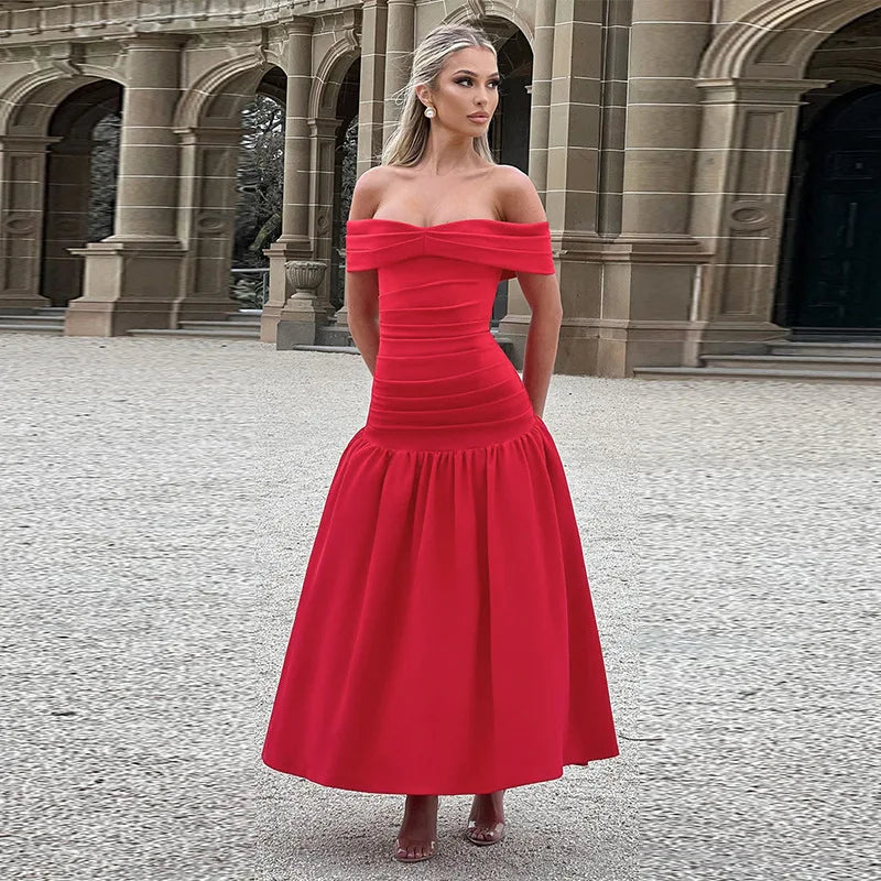 Valentina Midi Dress – Scarlet Red