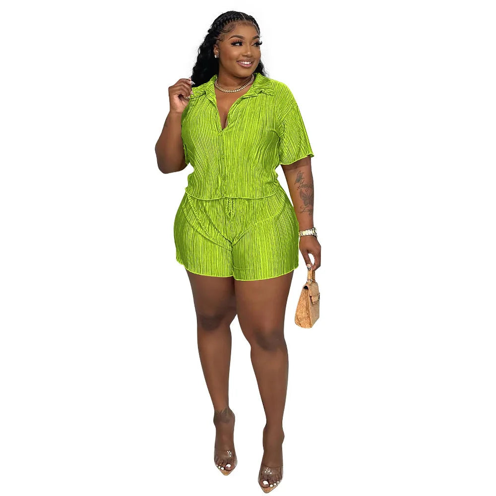 Luxe Pleated Two-Piece Lounge Set – Multiple Colors