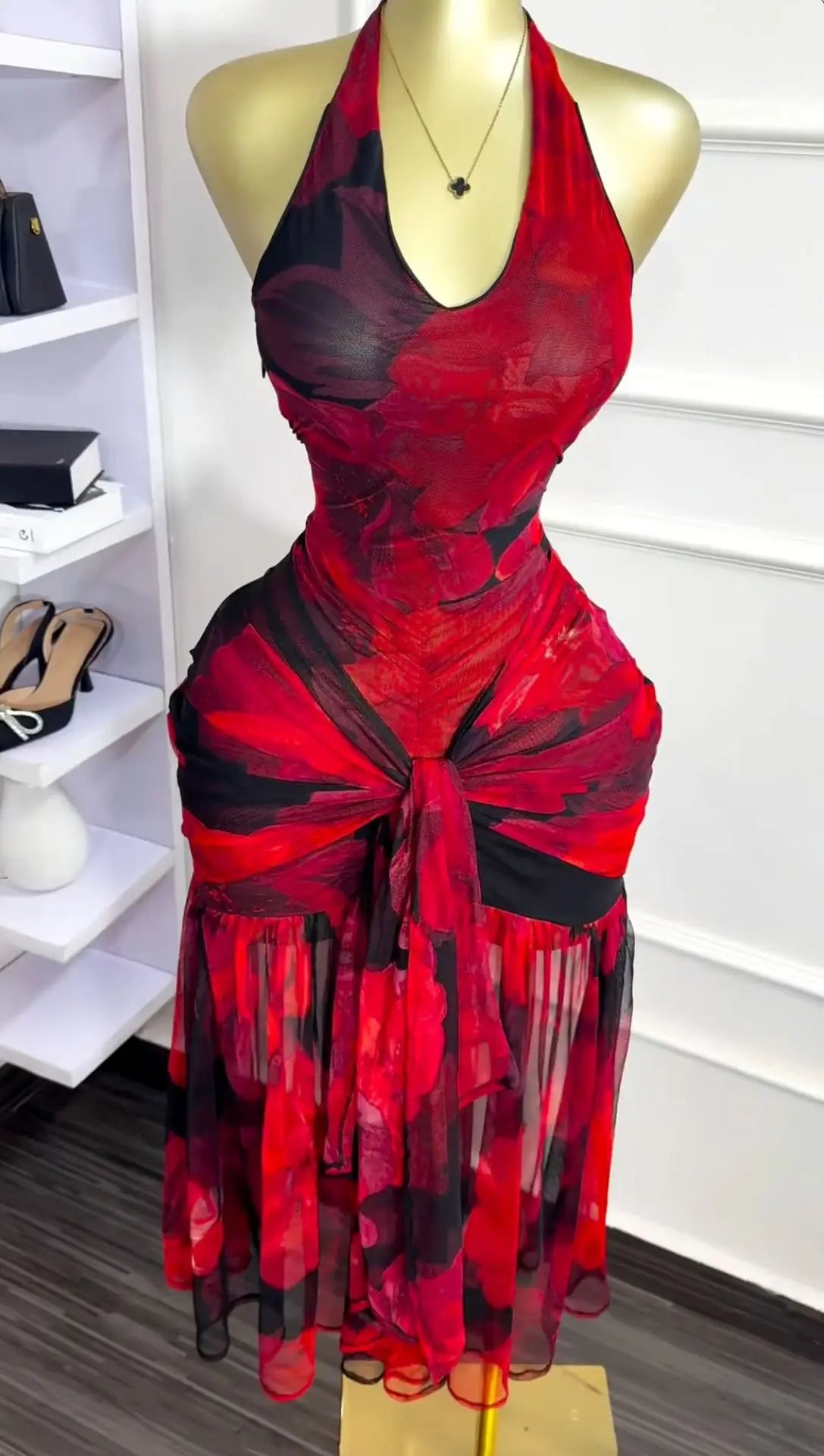 Romina Backless Mesh Dress