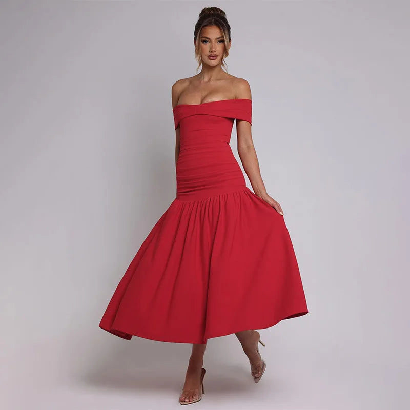 Valentina Midi Dress – Scarlet Red