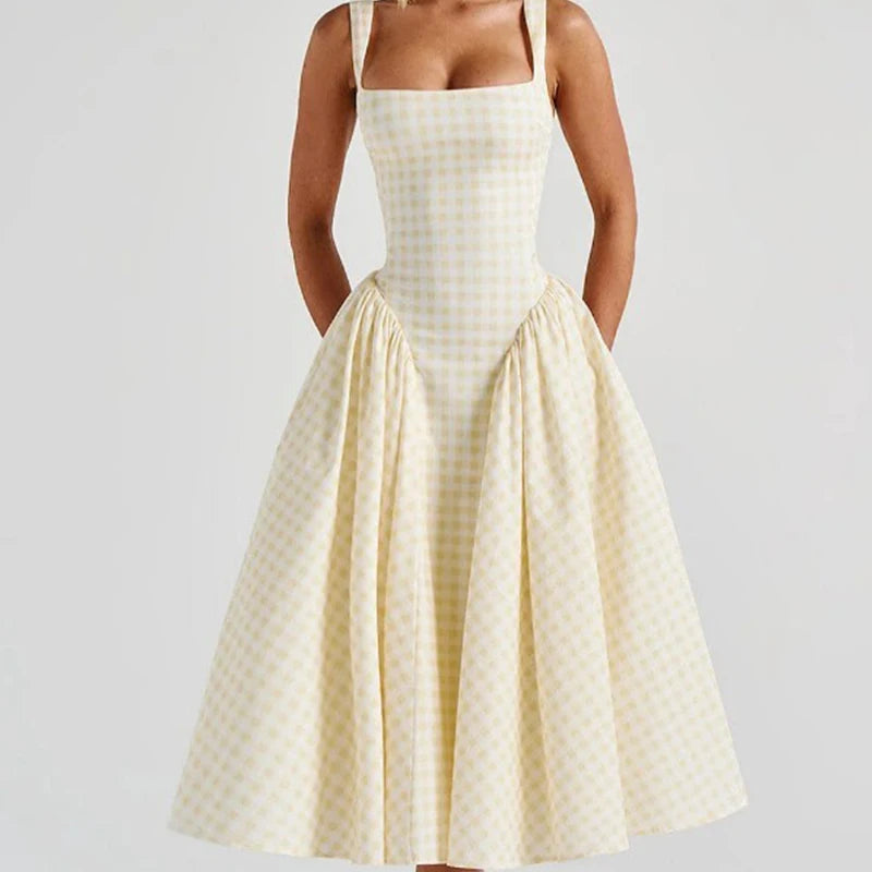 Blair Gingham Midi Dress – Lemon Yellow