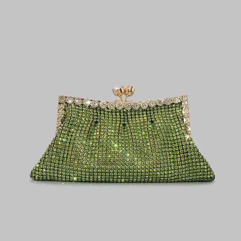 Celina Crystal Clutch - Emerald Green