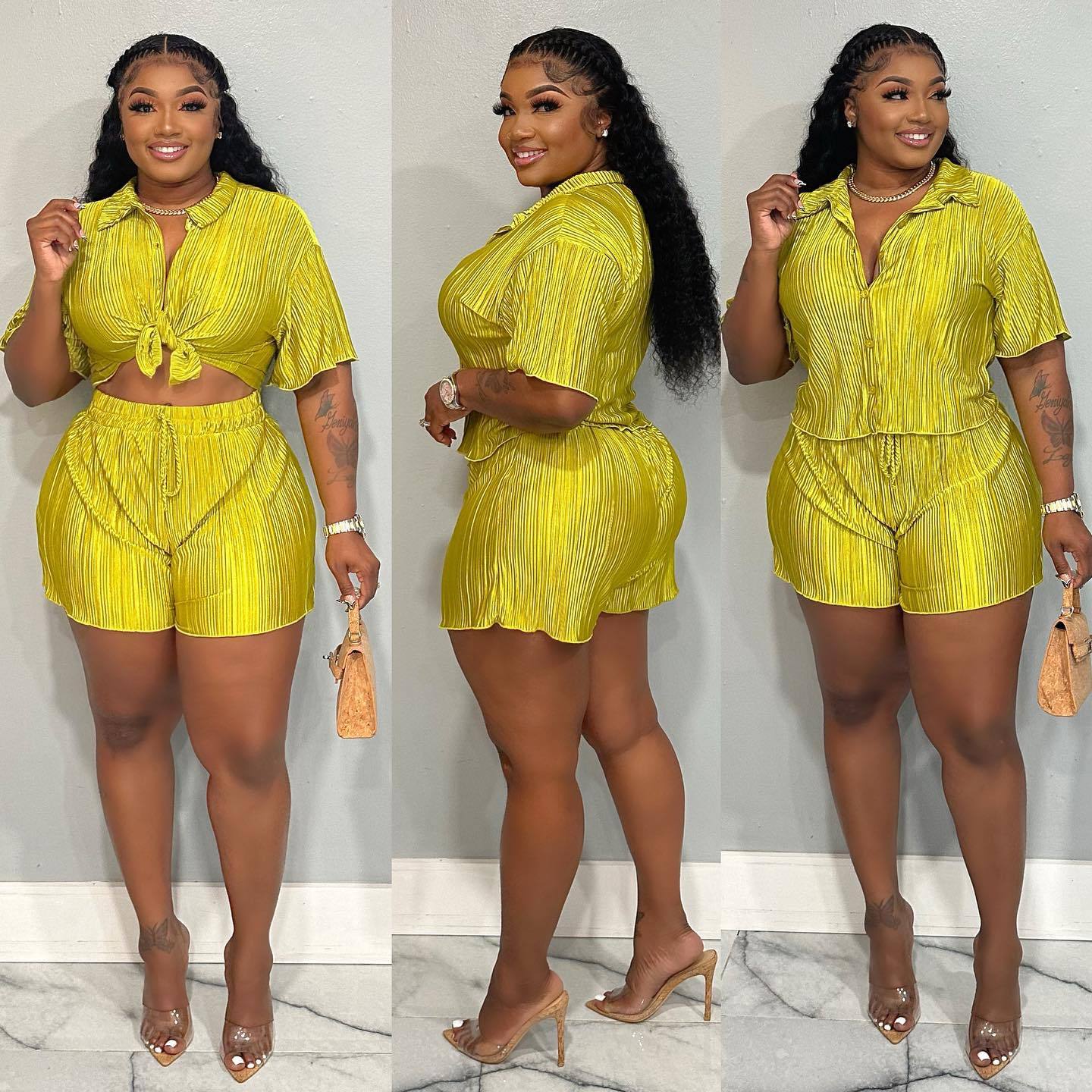 Luxe Pleated Two-Piece Lounge Set – Multiple Colors