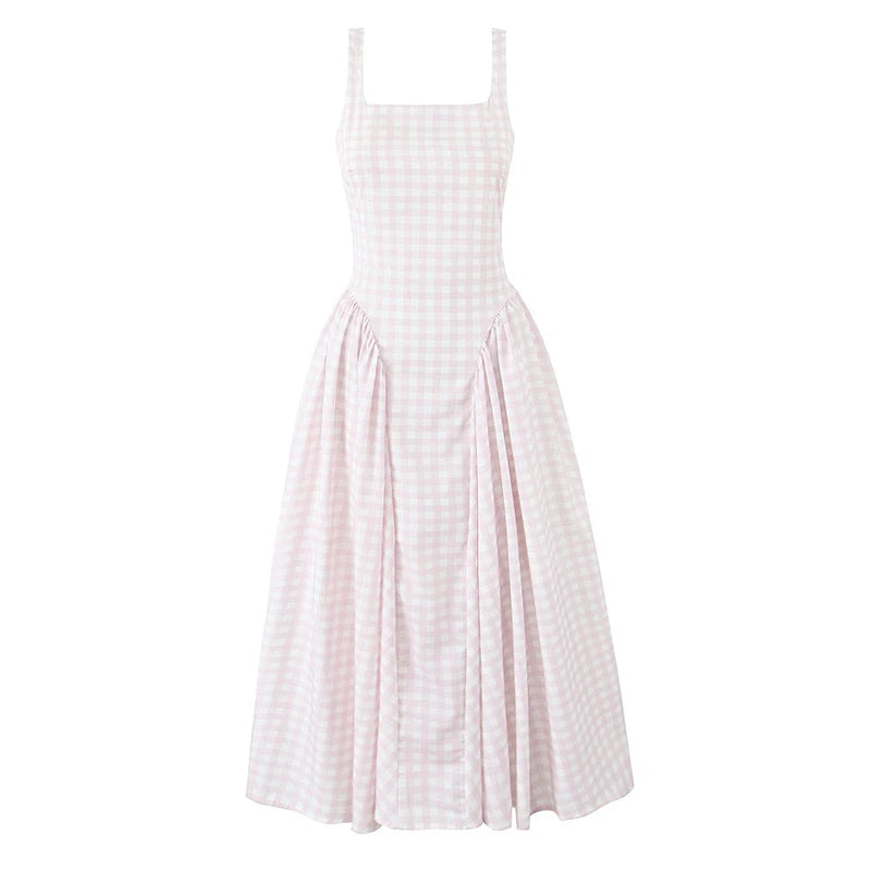 Blair Gingham Flare Dress – Pink
