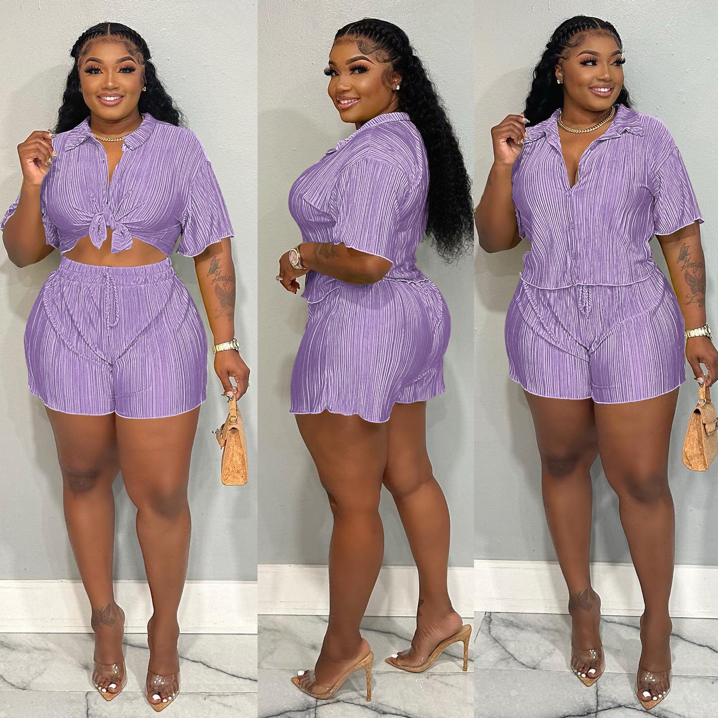 Luxe Pleated Two-Piece Lounge Set – Multiple Colors