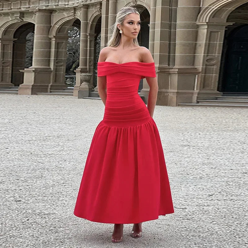 Valentina Midi Dress – Scarlet Red