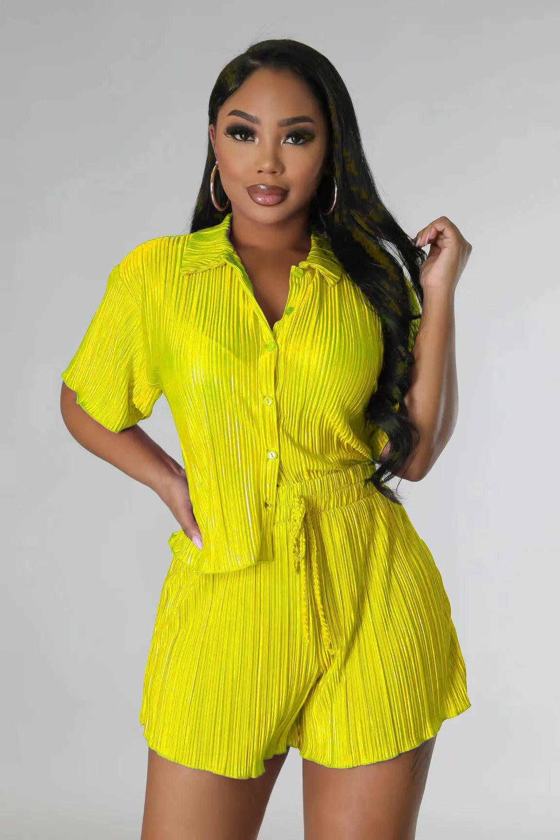 Luxe Pleated Two-Piece Lounge Set – Multiple Colors