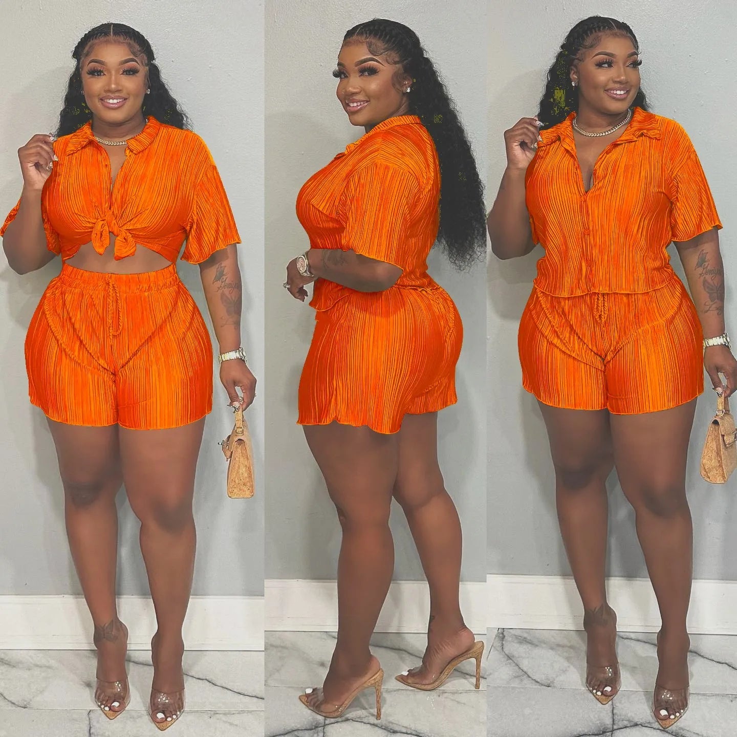 Luxe Pleated Two-Piece Lounge Set – Multiple Colors