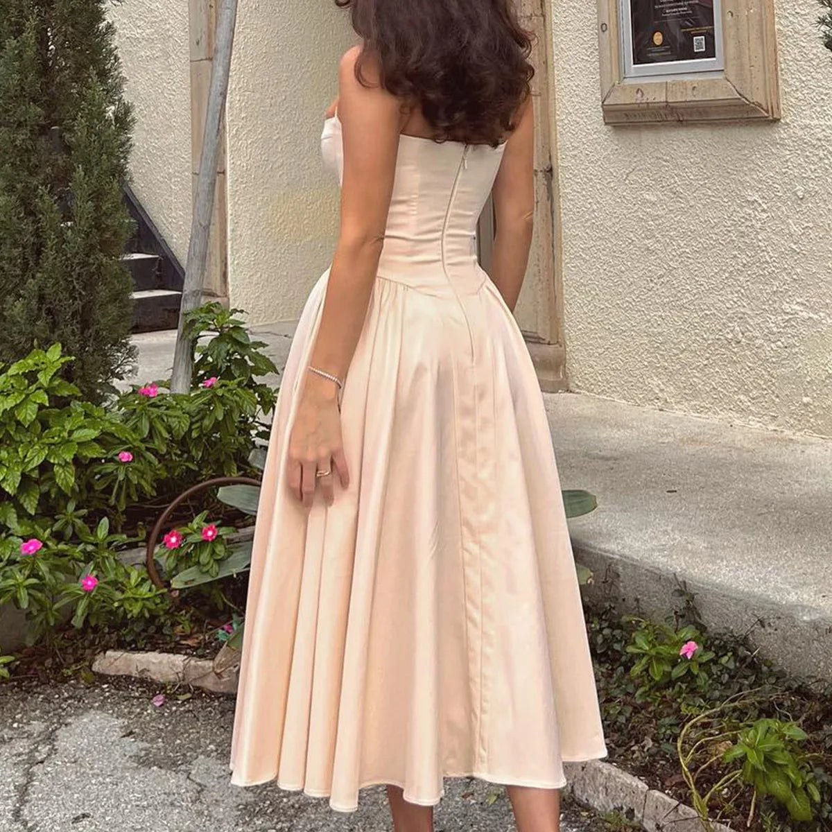 Camille Corset Midi Dress - Khaki