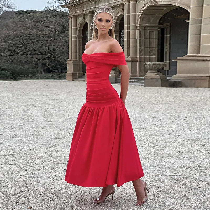 Valentina Midi Dress – Scarlet Red