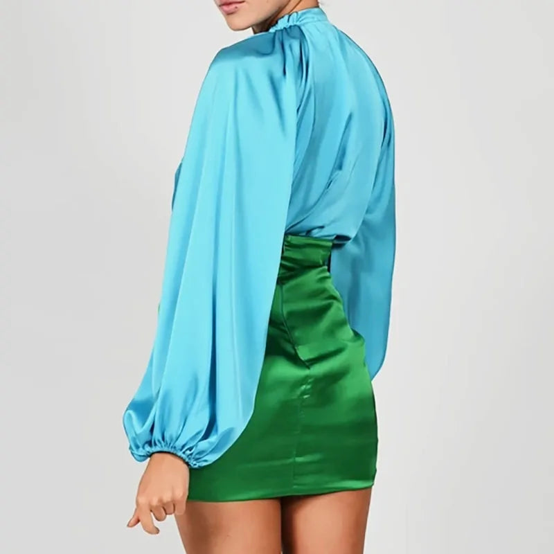 Kiana Satin V-Neck Set