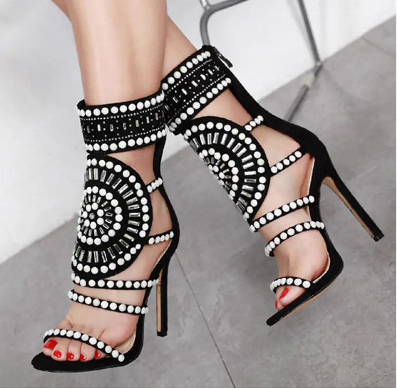 Mabel Gladiator Crystal Heels