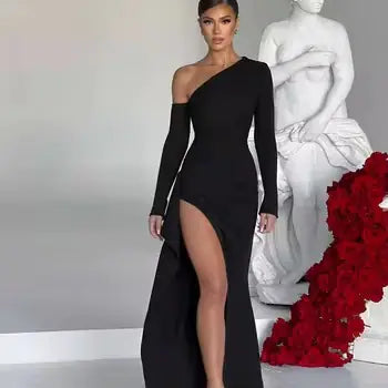Naomi Slant Off-Shoulder Dress