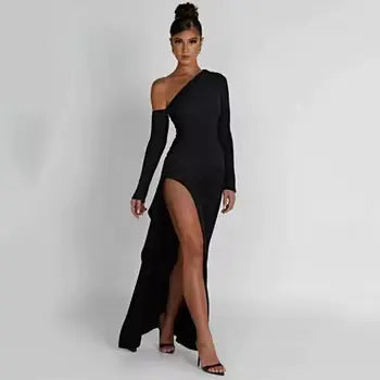 Naomi Slant Off-Shoulder Dress