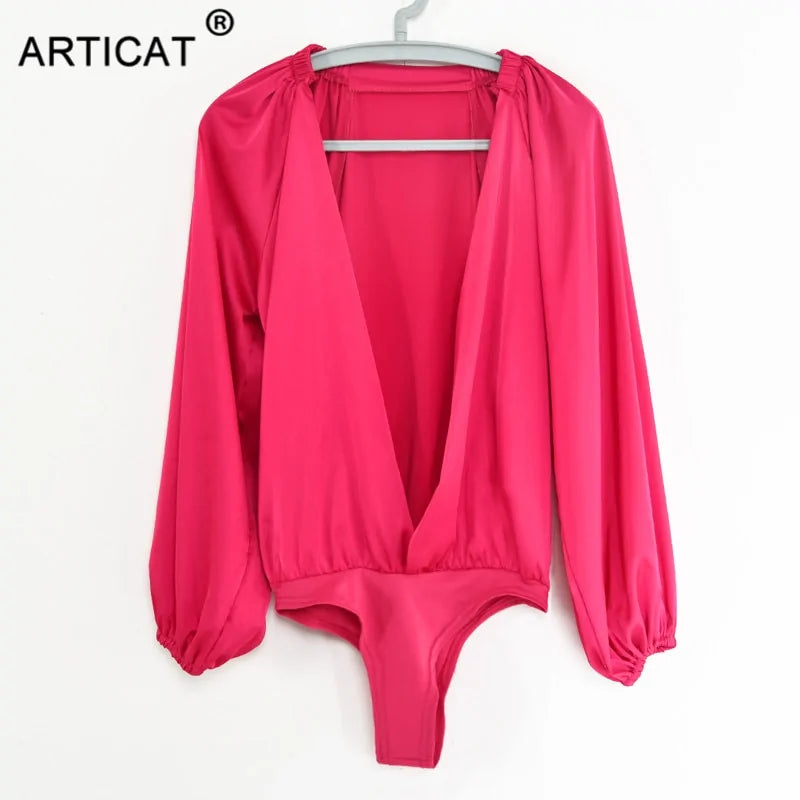Kiana Satin V-Neck Set