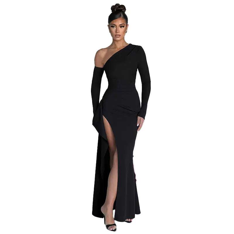 Naomi Slant Off-Shoulder Dress