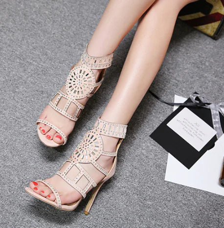 Mabel Gladiator Crystal Heels