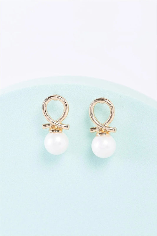 Gold Naughty Loop & Pearl Dangle Earrings