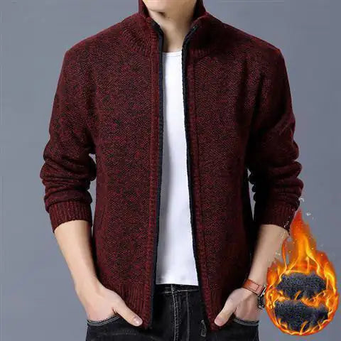 Men's Thick And Velvet Sweater Coat