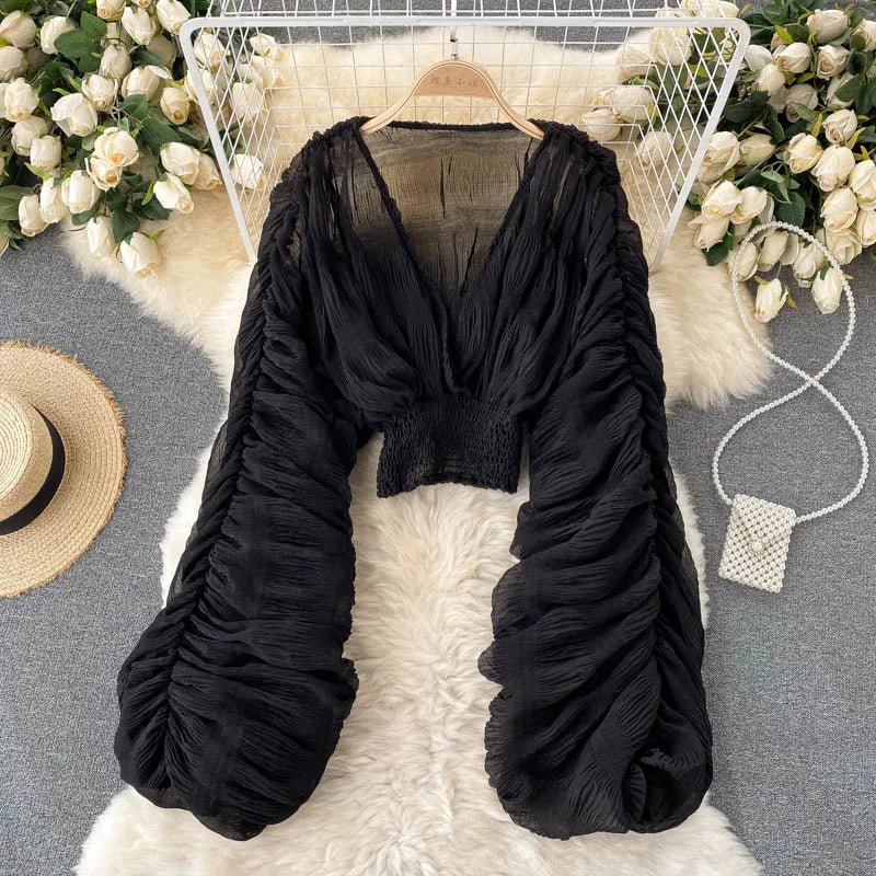 Frida V-Neck Chiffon Blouse