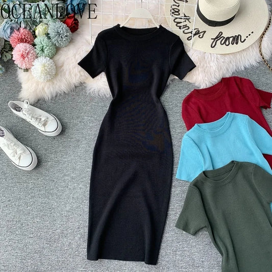 Alina Solid Short Sleeve Dress