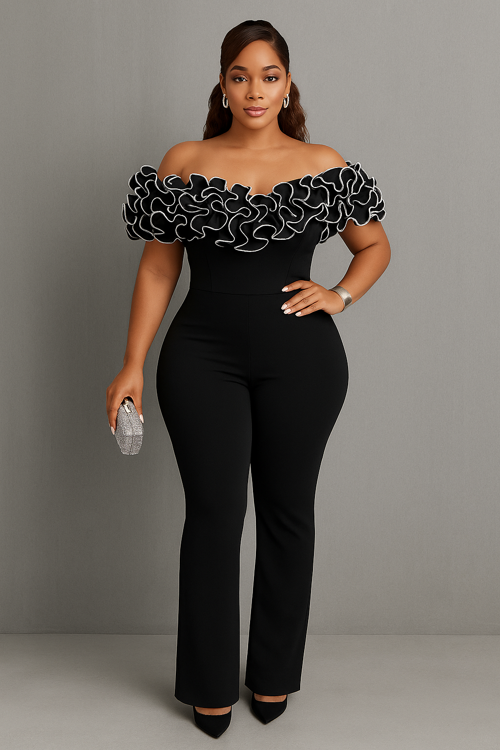 The Monarch Ruffle Jumpsuit - Black