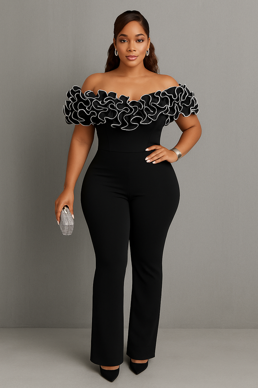 The Monarch Ruffle Jumpsuit - Black