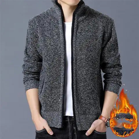 Men's Thick And Velvet Sweater Coat