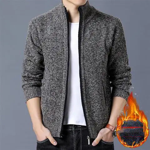 Men's Thick And Velvet Sweater Coat