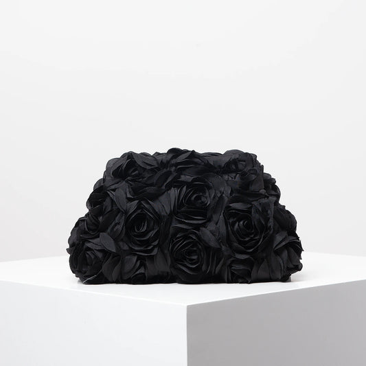 Rosabella Rose Clutch - Black
