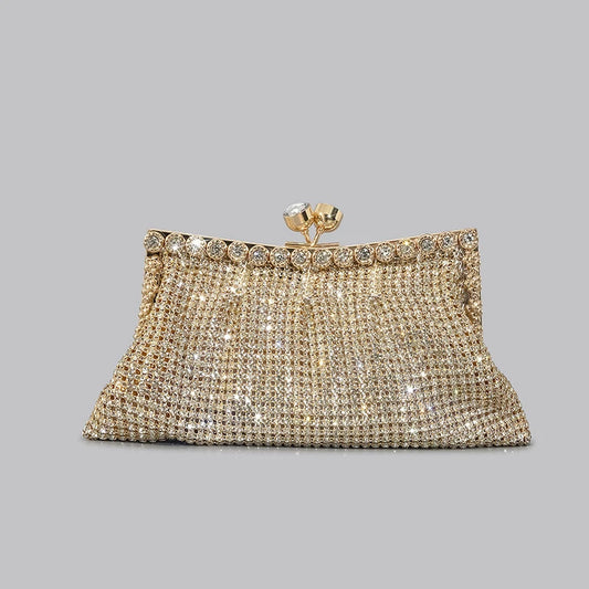 Celina Crystal Clutch - Champagne Gold