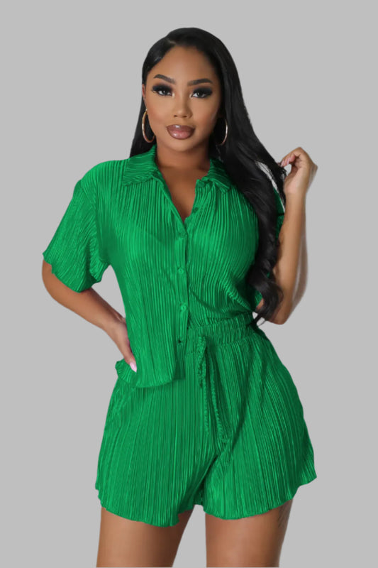 Luxe Pleated Two-Piece Lounge Set – Multiple Colors