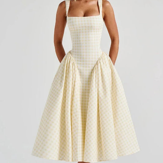 Blair Gingham Midi Dress – Lemon Yellow