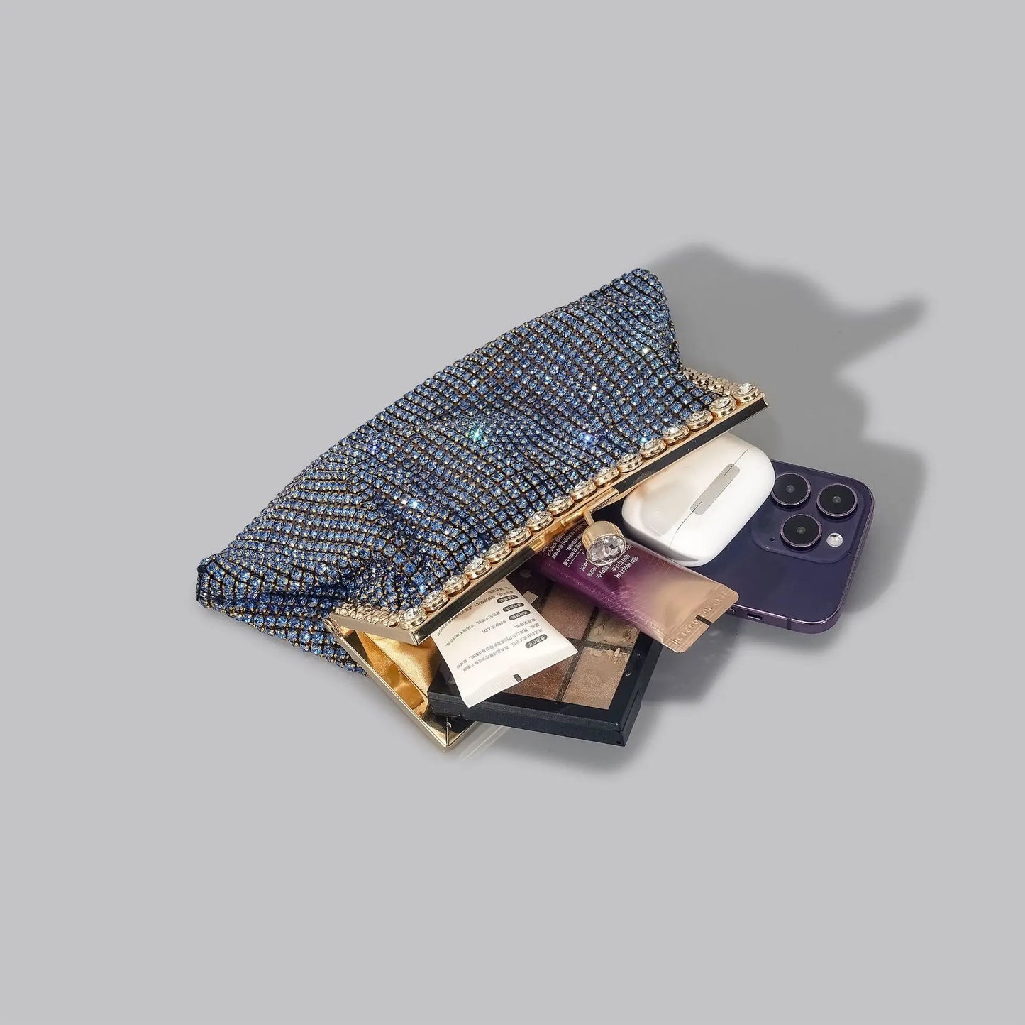 Celina Crystal Clutch Bag - Blue Sapphire