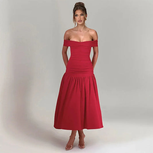 Valentina Midi Dress – Scarlet Red
