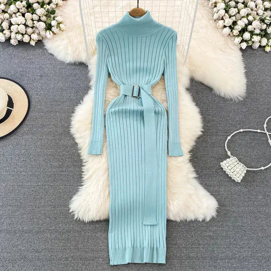 Jade Turtleneck Knitted Dress