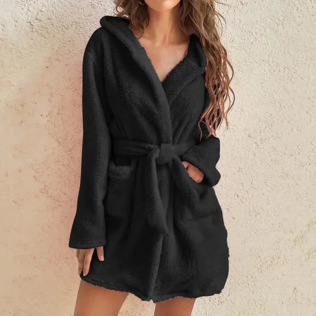 Zora Hooded Fleece Bathrobe